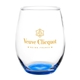 aerial view a blue enjoy 21 oz arc stemless wine glass, image 1 of 2