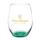aerial view a green enjoy 21 oz arc stemless wine glass, image 1 of 2