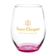 aerial view a pink enjoy 21 oz arc stemless wine glass, image 1 of 2