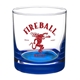 aerial view a blue double neat 9.5 oz heavy base whiskey glass, image 1 of 2