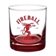 aerial view a red double neat 9.5 oz heavy base whiskey glass, image 1 of 2