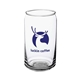 aerial view a clear crafty 16 oz arc can shaped beer glasses, image 1 of 2