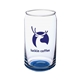 aerial view a blue crafty 16 oz arc can shaped beer glasses, image 1 of 2