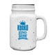 aerial view a white speckled 16 oz savannah ceramic mason jar, image 1 of 2