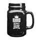 aerial view a black speckled 16 oz savannah ceramic mason jar, image 1 of 2