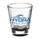 aerial view a black straight up 1.75 oz clear glass shot glasses, image 1 of 2