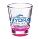 aerial view a pink straight up 1.75 oz clear glass shot glasses, image 1 of 2