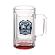 aerial view a red chug 15 oz sports fan glass beer mug, image 1 of 2