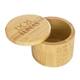 aerial view a natural 6 oz round salt bamboo box, image 1 of 2