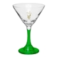 aerial view a green shakin not stirred 9.25 oz martini glass, image 1 of 2