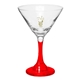 aerial view a red shakin not stirred 9.25 oz martini glass, image 1 of 2