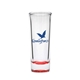 aerial view a red paloma 2 oz clear cordial shooter shot glass, image 1 of 2