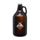 aerial view a amber homebrew 64 oz amber glass growler, image 1 of 3