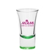 aerial view a green bottoms up 2 oz lord shooter etched shot glass, image 1 of 2