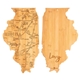 aerial view a illinois u.s. destination bamboo cutting and serving boards, image 1 of 2