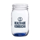 aerial view a blue pickled 16 oz mason jars drinking glass, image 1 of 2