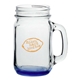 aerial view a blue 16 oz mason jars with handles, image 1 of 2