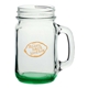 aerial view a green 16 oz mason jars with handles, image 1 of 2