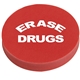 aerial view a red pink custom promotional round colorful eraser, image 1 of 2