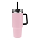 aerial view a pink 40 oz intrepid stainless steel tumbler with handle and straw, image 1 of 3