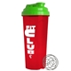 a lime green lid & traslucent red cup 24 oz endurance shaker tumbler with drink thru lid and whisk ball