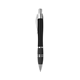 aerial view a black/silver trim/black rubber grip/black ink tri - band pen with rubber grip, image 1 of 3