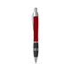 aerial view a red/silver trim/black rubber grip/black ink tri - band pen with rubber grip, image 1 of 3
