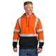 aerial view a safety orange cornerstone(r) ansi 107 class 3 heavy - duty fleece pullover hoodie, image 1 of 5