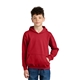 aerial view a red gildan(r) youth softstyle(r) midweight fleece hoodie, image 1 of 5