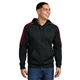 aerial view a black/ deep red sport - tek(r) sport - wick(r) fleece united pullover hoodie, image 1 of 5