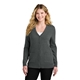 aerial view a charcoal heather port authority(r) womens easy care button - up cardigan sweater, image 1 of 5