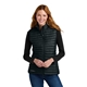 aerial view a black eddie bauer(r) womens packable quilted vest, image 1 of 5