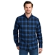 aerial view a cobalt tartan eddie bauer(r) long sleeve favorite flannel plaid shirt, image 1 of 5