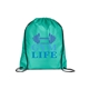 aerial view a teal versatile polyester drawstring backpack, image 1 of 3