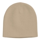 aerial view a tan 100 acrylic knit beanie cap, image 1 of 2