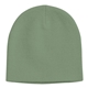 aerial view a light olive 100 acrylic knit beanie cap, image 1 of 2