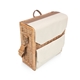 aerial view a beige canvas corsica grande wine cheese basket backpack, image 1 of 8