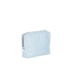 aerial view a beach wash denim bag & metallic silver zipper denim busy bee pouch, image 2 of 2