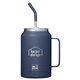 aerial view a navy dri duck maverick 32 oz insulated stainless steel mug with straw, image 1 of 6