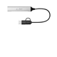 aerial view a silver aluminum usb - c hub adapter with multiple ports, image 1 of 6