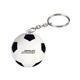 aerial view a white soccer ball shape stress ball keychain, image 1 of 2