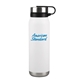 aerial view a matte white 20 oz silverton stainless steel bottle, image 1 of 2