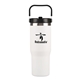 aerial view a matte white 30 oz juneau stainless steel tumbler, image 1 of 2