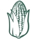 a dark green 342 promotional corn - shaped foam mitt