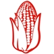 a red 485 promotional corn - shaped foam mitt