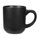 aerial view a black 14 oz speckled matte ceramic mug, image 1 of 2