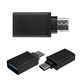 aerial view a metallic black usb - a to type - c adapter, image 1 of 3