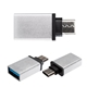 aerial view a metallic silver usb - a to type - c adapter, image 1 of 3