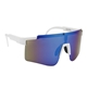 aerial view a white with blue frames jagger shield recycled frame sunglasses, image 1 of 2