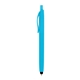 aerial view a blue zinnia rubberized pen with stylus, image 1 of 4